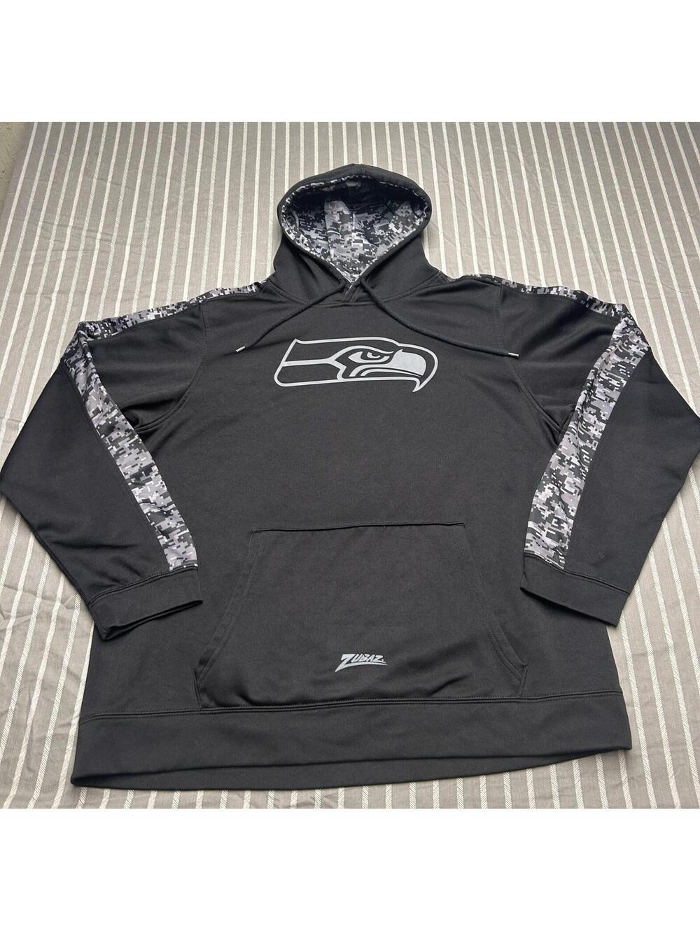 Zubaz Seattle Seahawks NFL team apparel black hoodie Men's XL